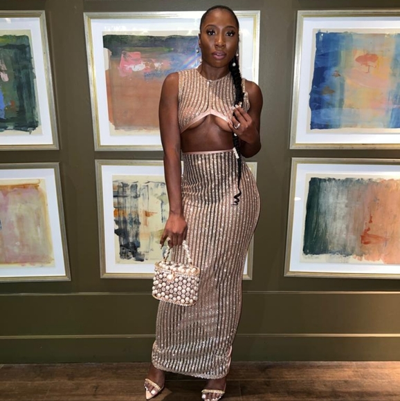 Birthday gold sheer two piece dress - Picture 1 of 4